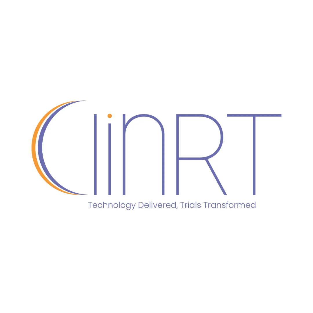 ClinRT logo with Technology Delivered Trials Transformed tagline